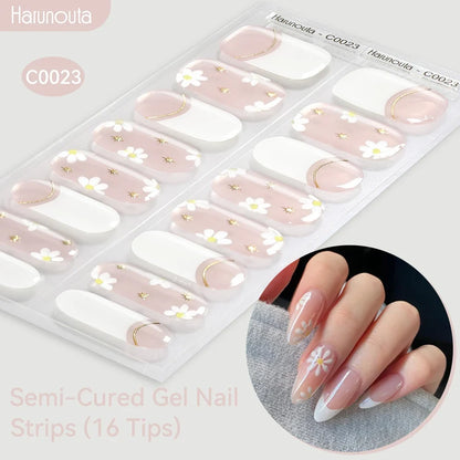 Gradient Auroras Semi Cured Gel Nail Strips Sparkly Shinning DIY Gel Polish Stickers for Nails Works with UV/LED Nail Lamps