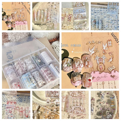 10Rolls Plaid Thousand-Bird Bow  Stars Nail Foils Transfer Paper  Nail Art Stickers  Manicure Set Decal  Nails Decoration