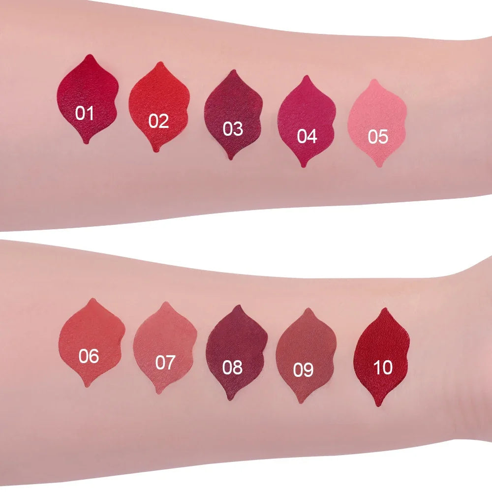 1pcs Matte Lip Gloss Lipstick, High Pigment Waterproof Velvet Long Lasting, Deep Red, Nude, Y2K Christmas Valentine's Day Gifts