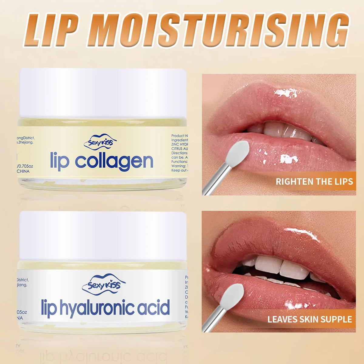 Lip collagen sleeping lip mask 20g silicone lip brush deep moisturizing long-lasting moisturizing exfoliation brightening smooth