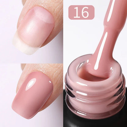 BORN PRETTY 15ml Jelly Nude Rubber Base Gel Natural Milky White Clear Semi permanent Self-Leveling Soak Off UV LED Gel Varnish