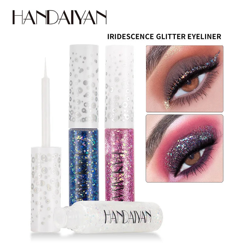 12 Colors Shiny Eye Liners Cosmetics For Women Pigment Silver Rose Gold Color Glitter Liquid Eyeliner Metallic Colorful Makeup