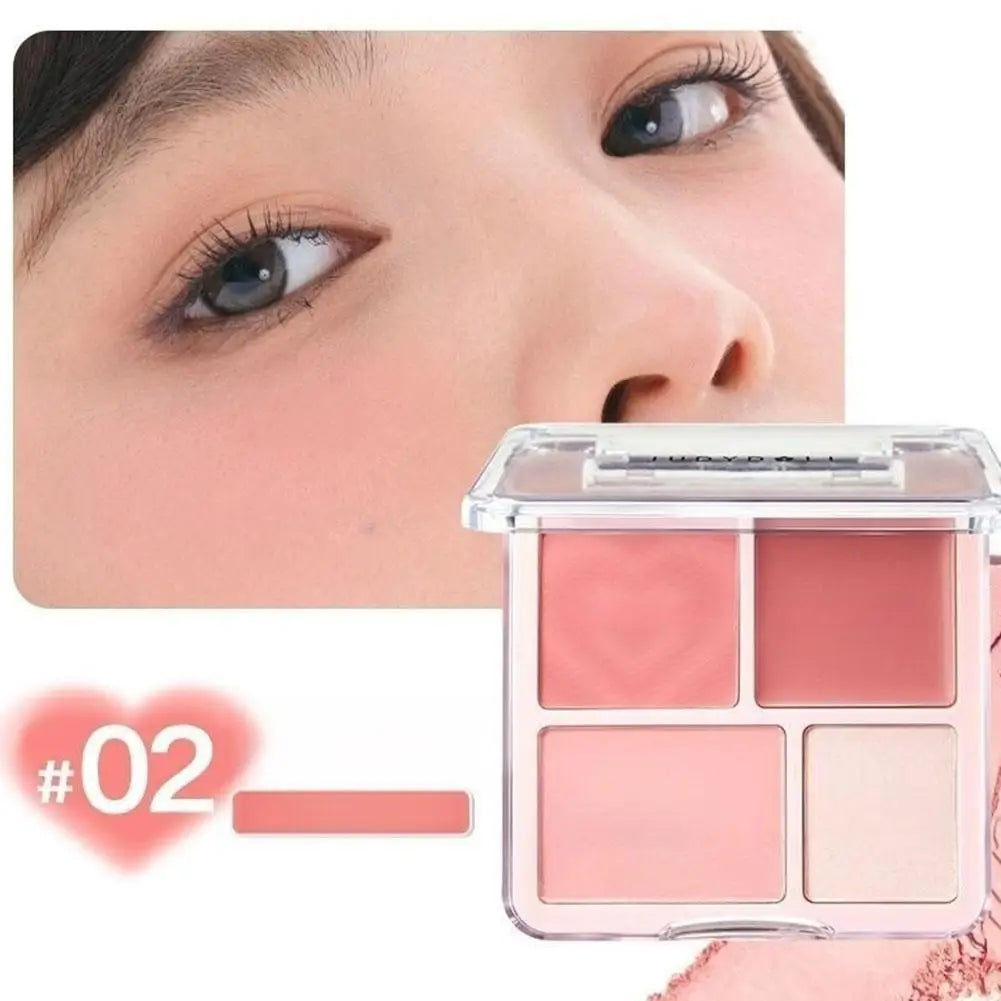 4-Color Blush Highlighter Palette Matte Shrinking And Brightening Shades Smooth Texture Blush+Contour+Highlighter Korean Makeup