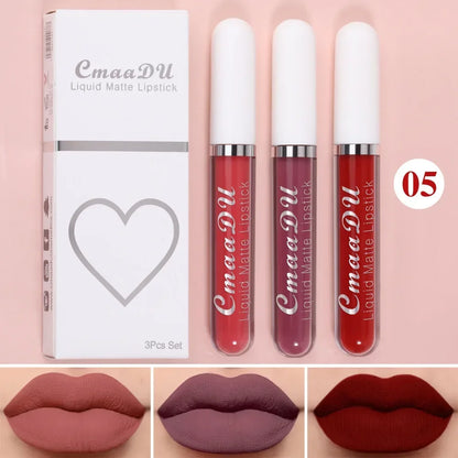 New 3pcs/set Liquid Lipstick Waterproof Long Lasting Cosmetic Black Blue Purple Green Matte Lip Gloss Nude Lip Tint Stain Makeup