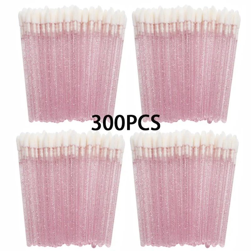 100/300PCS Crystal Lip Brush Lipstick Gloss Applicator Wands Wholesale For Eyelashes Extension Tool Kits Makeup Accessories