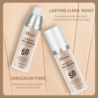 O‘CHEAL 50PA+++ Liquid Foundation Cream Lasting Coverage Makeup Concealer Moisturizing Bright Skin Tone Hydrating Beauty Cream
