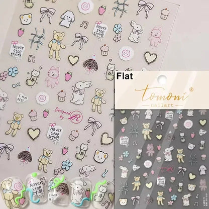 Cute Cat Eye Fishbone Animals Leopard Cat Ginger Cat Kitten Exclamation Point Paw Self Adhesive Nail Art Sticker Manicure Decals