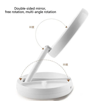 1X 10x Magnifying Vanity Mirror with LED Lighted Flexible Foldable Desk Makeup Mirror Lighting Dressing Makeup Lamp