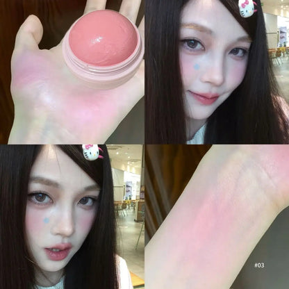 Herorange Peach Ball Cloud Velvet Blush Cream, Fine Powder Texture, Natural Three-Dimensional Effect, Brightening and Color-Enhancing, Dewy Blush, Long-Lasting Makeup, Suitable for Autumn and Winter