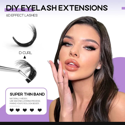 GROINNEYA DIY Eyelash Extension Kit Lashes Clusters Set Mix Eyelashes Full Set With Lash Bond&Seal and Eyelash Tweezers Makeup