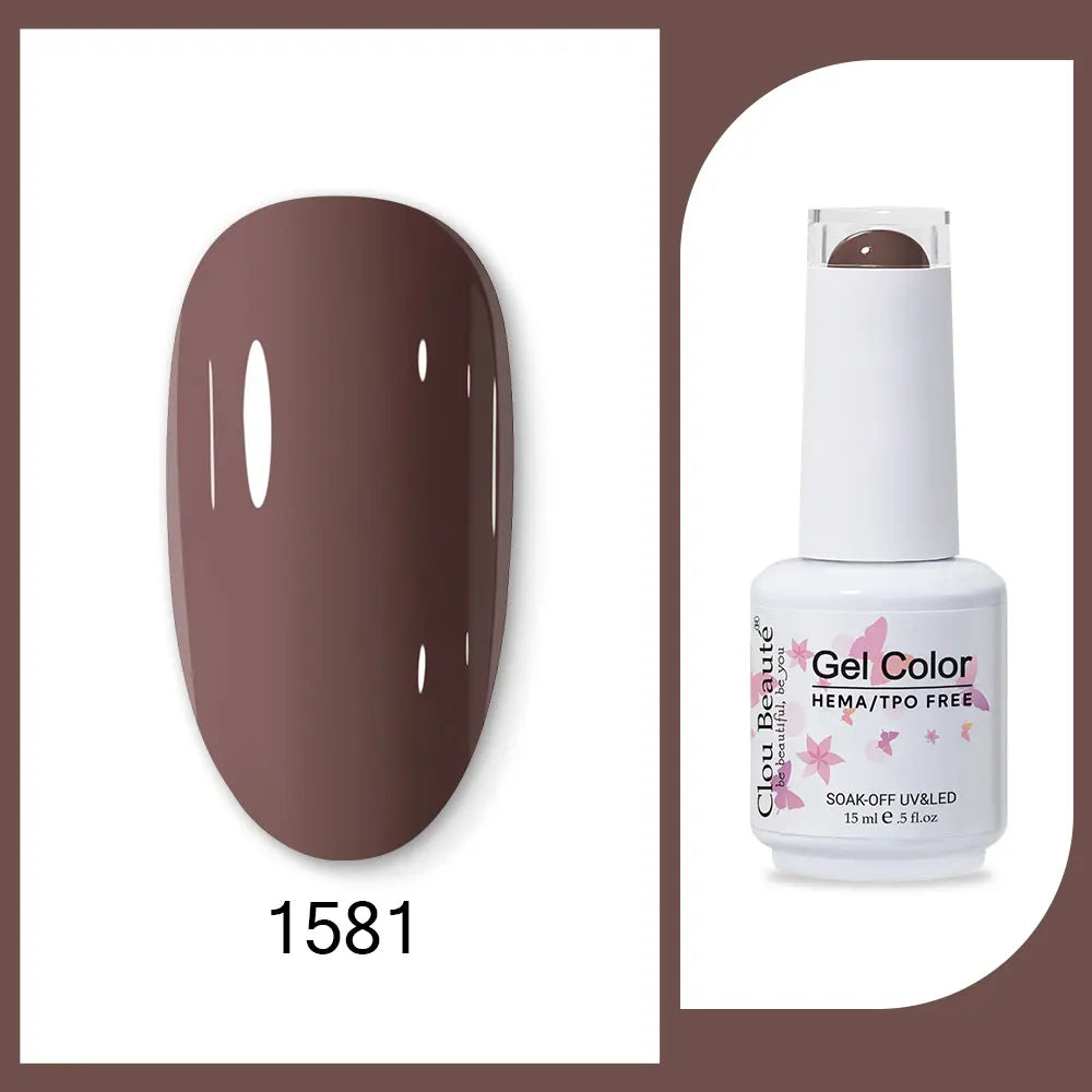 Clou Beaute 15ml Red Black White Green Neon Gel Nail Polish Base Top Coat Velvet Top 400 Colors Semi Permanent Gel Nail Varnish