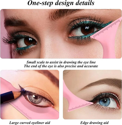 2Pcs Set Multifunctional Eye Makeup Tool Silicone Beauty Ruler Eyeshadow Highlight Lipstick Eyeliner Aid Tool Set