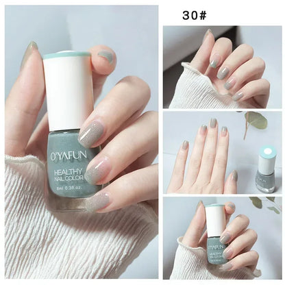 8ml Matte Waterproof No-bake Nail Polish Nail Art Tearable Quick Dry Normal Without Lamp Nail Polish Glitter Sequins UV Varnish