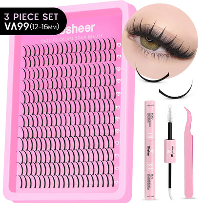 WOSHEER Lash Clusters Kit Lash Spikes Eyelash Clusters Volume Individual Lashes DIY Spiky Lash Extension Manga Clusters Eyelash