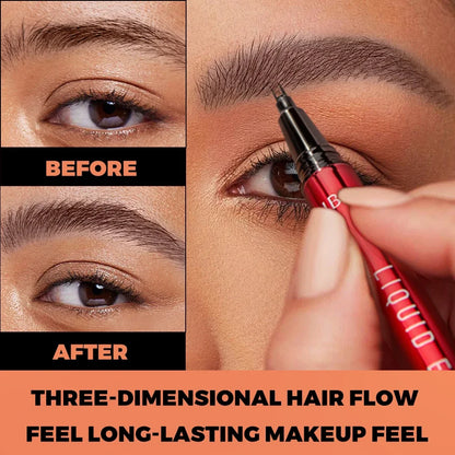 QIBEST 2 Fork Tip Liquid Eyebrow Pencil Eyeliner Lower Eyelash Pen Makeup Waterproof Lasting Quick Drying Ultra-fine Brows Pen
