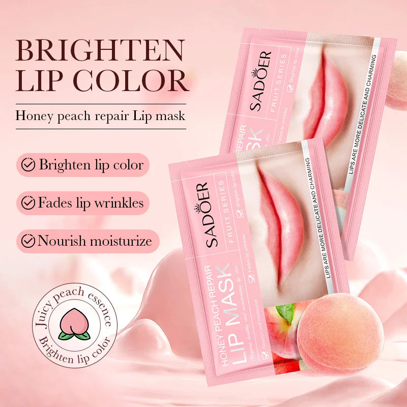 10pcs SADOER Fruits Moisturizing Lip Mask Nourishing Beauty Hydrating Crystal Collagen Gel Lip Patches Skin Care