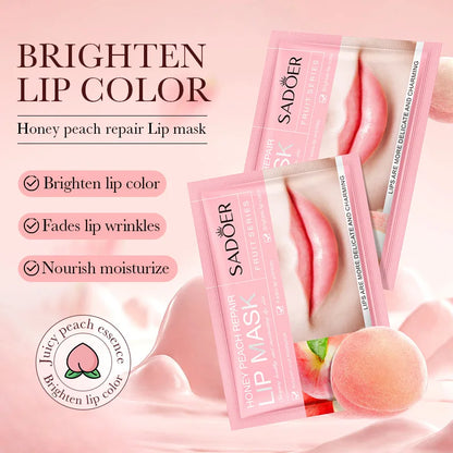 10pcs SADOER Fruits Moisturizing Lip Mask Nourishing Beauty Hydrating Crystal Collagen Gel Lip Patches Skin Care
