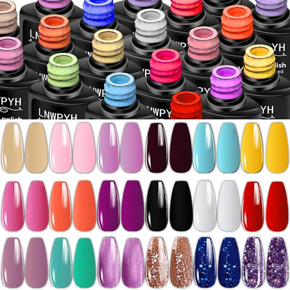 Professional Nail Gel Set, Manicure Tools Kit And Nail Lamp 18 Colors Varnish UV Gel Nail Polish Kit Contains Nail Drill Machine