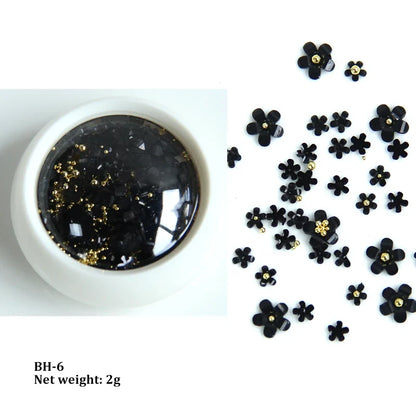 White Acrylic Flower Nail Art Decorations Mixed Size Rhinestones Red Blue Gem Manicure Tools Accessories DIY Nails Design 5g