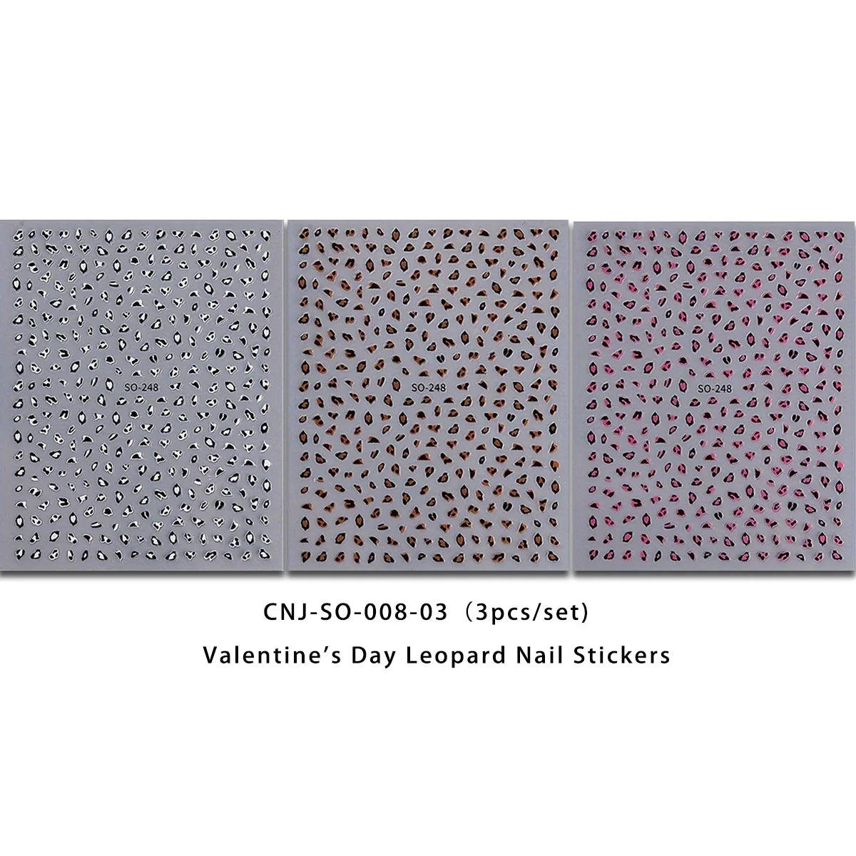 3PCS Meilad leopard print nail stickers, easy to apply for DIY nail decoration, gifts, party and wedding makeup styling