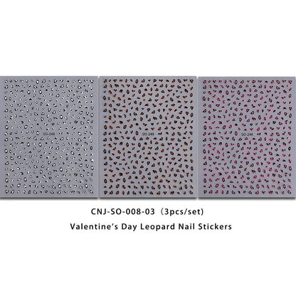 3PCS Meilad leopard print nail stickers, easy to apply for DIY nail decoration, gifts, party and wedding makeup styling