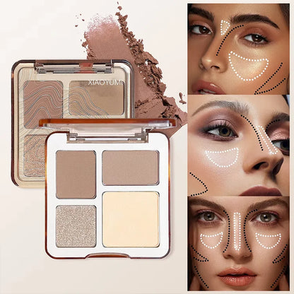 Natural 3D Face Pressed Powder Palette Matte Bronzer Contour Shade Multi-Purpose Highlighter Cosmetics Gift
