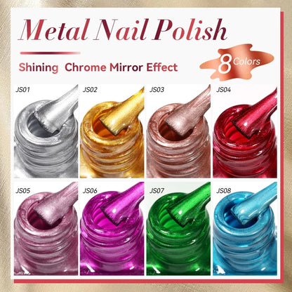 LILYCUTE 7ML Super Bright Silver Metallic Nail Polish No Need Lamp Quick Dry French Style Glass Bottle Manicure Nail Art Varnish