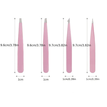 Professional 1/2/4 Piece Precision Stainless Steel Unisex Eyebrow Tweezers Set, Non-Slip Textured Handles, Fast Eyebrow Shaping,