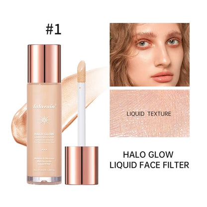 Halo Glow Liquid Filter Liquid Highlighter Face Contouring Pearlescent Makeup Brightener Bronzer Glow Body Face Contour Shimmer