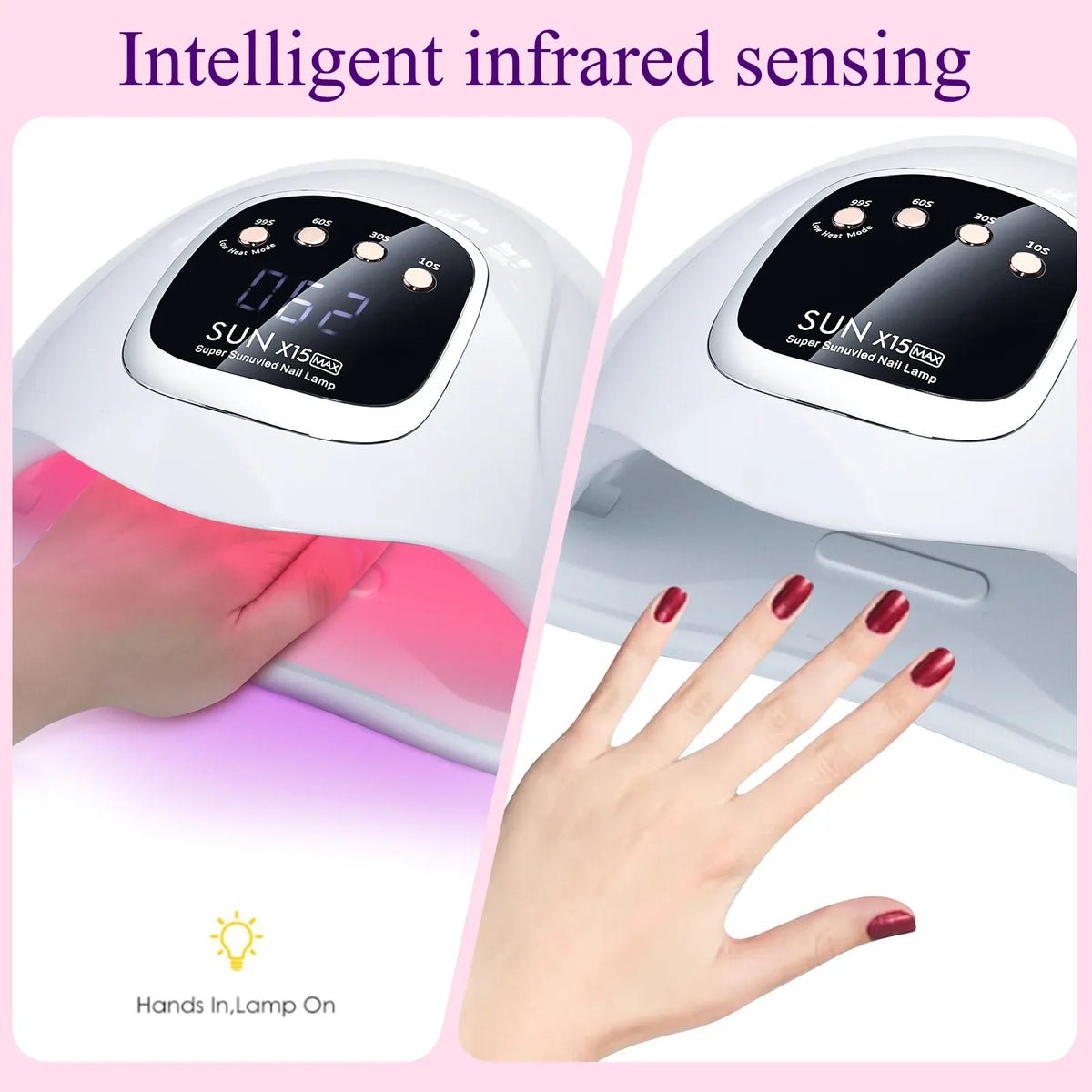 SUN X15 MAX High-Power Nail Drying Lamp For Gel Nails 280W 66LEDS Gel Polish Drying Machine With Auto Sensor UV LED Nail Lamp