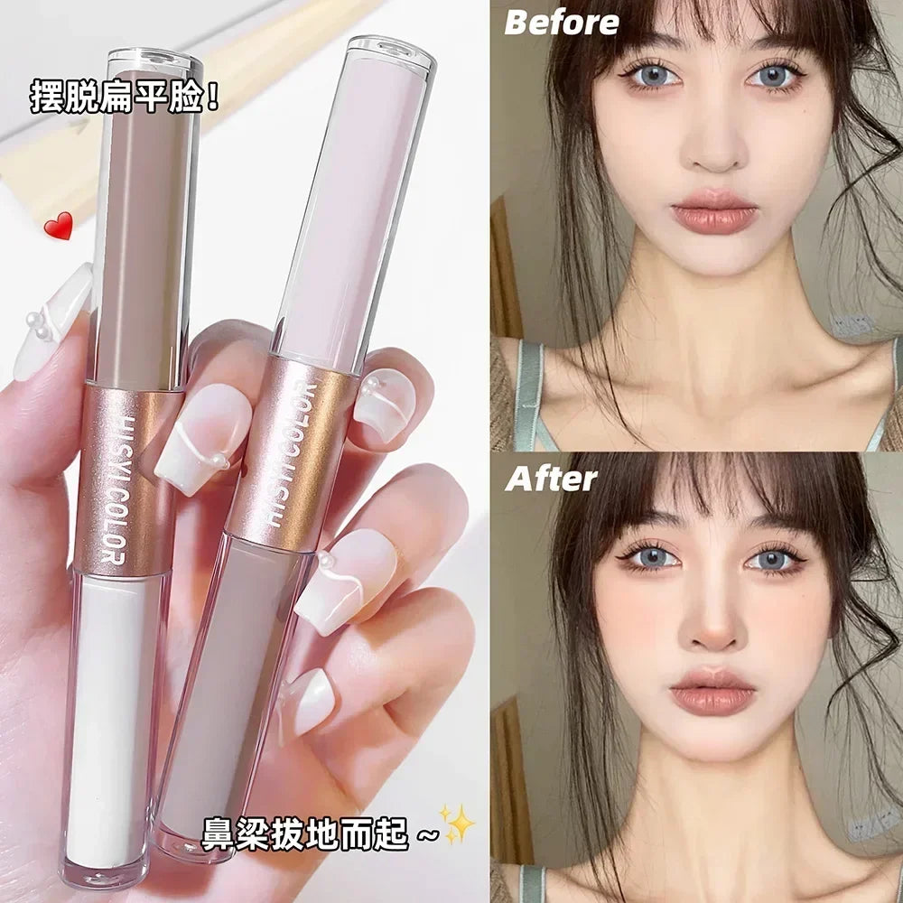 HISYI Dual-End Liquid Highlighter Pen, Skin Brightening & Contouring Stick, Natural Contour, Long-Lasting, Waterproof
