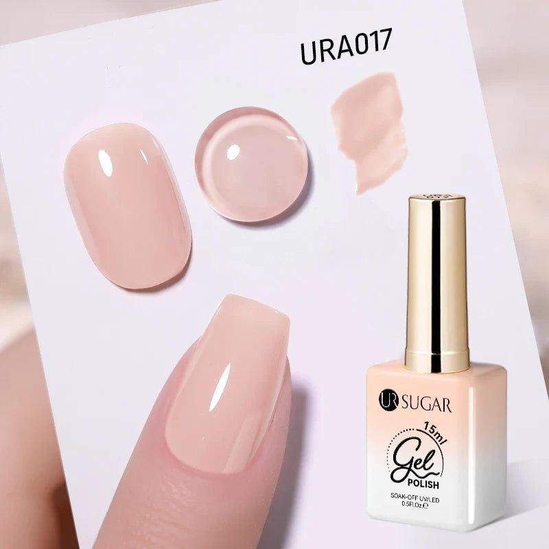UR SUGAR 15ml Fiber Rubber Base Gel Upgrade Broken Nail Repaired Fiberglass Clear Quick Building UV Construction Gel Soak Off