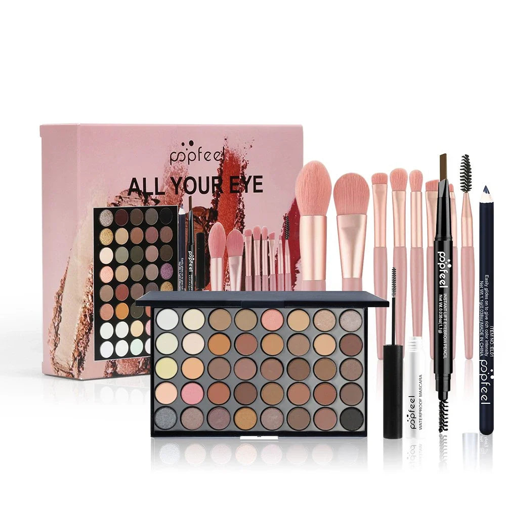 POPFEEL Eye Makeup Set 40 Color Eyeshadow Palette Eyebrow Pencil Eyeliner Pen Mascara With A Set Of Makeup Brushes Eye Cosmetics