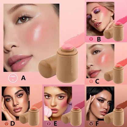 PAGE VINE Pocket Blush Stick Lip And Cheek Hydrating Stick Natural Rouge Powder Blush Cream Lipstick Cheek Easy To Apply Color
