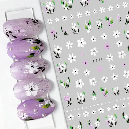 Elegant Butterfly Nail Manicure Stickers Blue Butterflies Leopard Retro Flowers Adhesive Decal Wedding Charm Manicure Tips