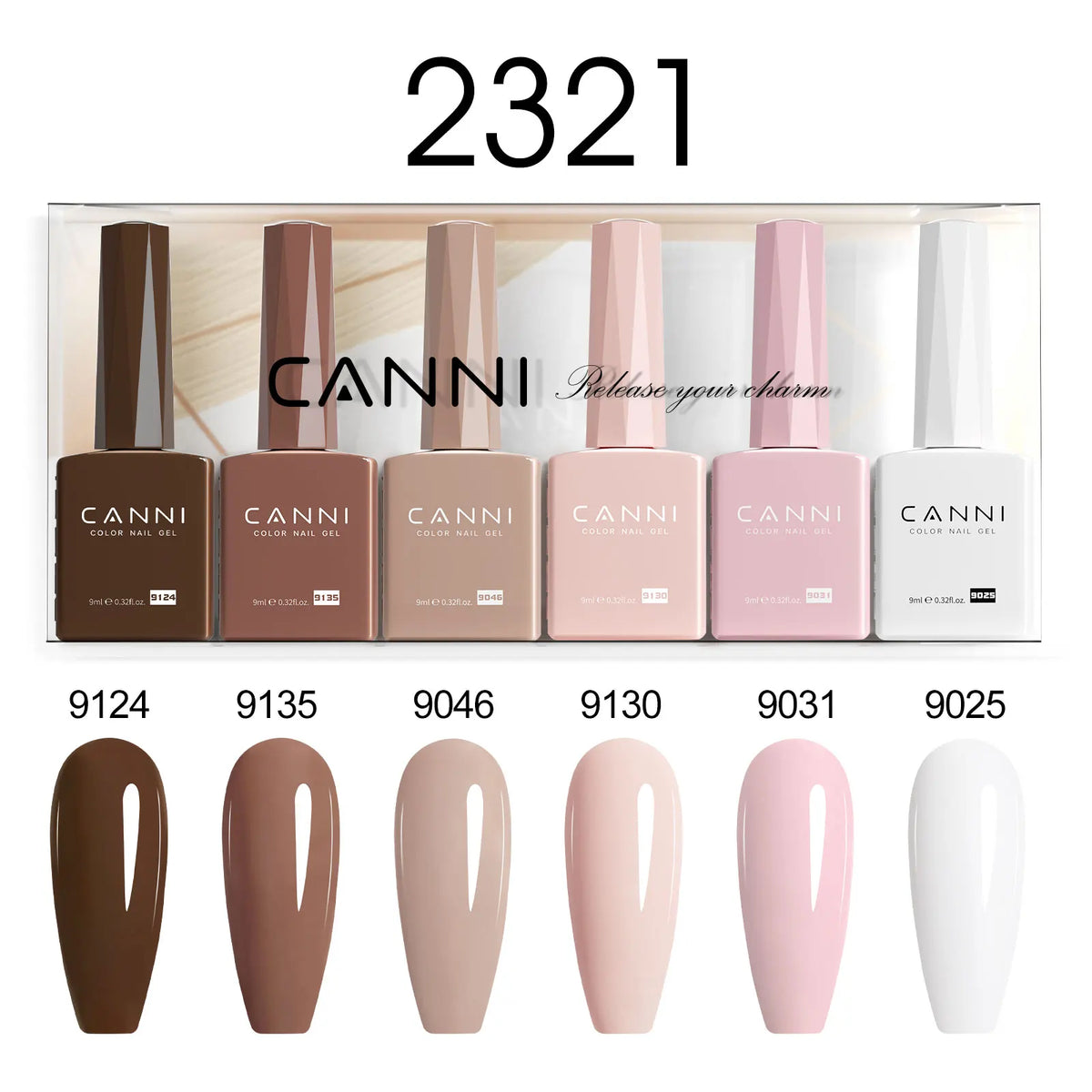 6pcs*9ml CANNI HEMA FREE Nail Gel Polish Set Gorgeous Color Semi Permanent Pigmented Painting Gel Soak off UV LED Gel Nails Kit