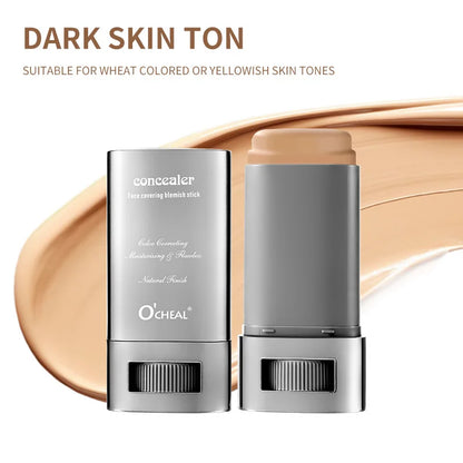 Cream foundation stick, flawless satin powder foundation, long-lasting waterproof full coverage foundation, suitable for conceal