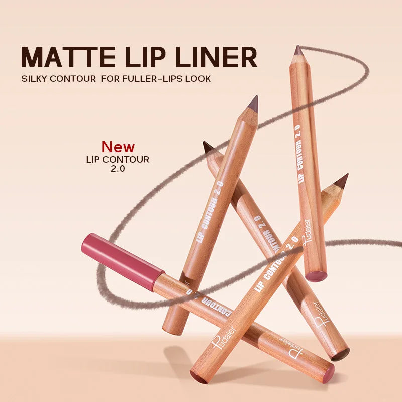 Matte Lip Liner- Long-Lasting, Smooth Application, Easy to Color, Includes Sharpener - Perfect for a Flawless Finish!