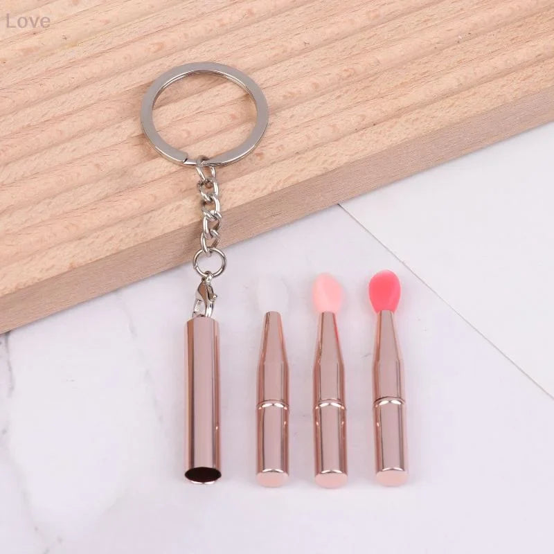 [L&P]1pcs Multifunctional Silicone Lip Brush Portable With Cover Keychain Dustproof Lipstick Lipstick Brush Eye Shadow