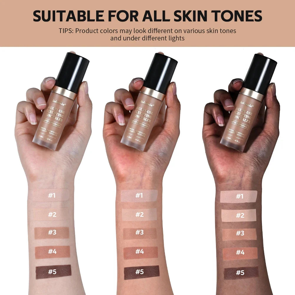 Lakerain 5-Color Waterproof Concealer Matte High Coverage Oil-Control Foundation For Acne Scars And Dark Circles Cosmetics