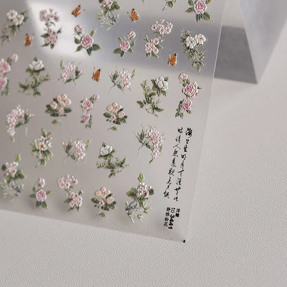 1pcs Dream Flower Window Shell Light Nail Art Stickers Japanese Flower Self Adhesive Stickers Press On Nails Decoration Decals