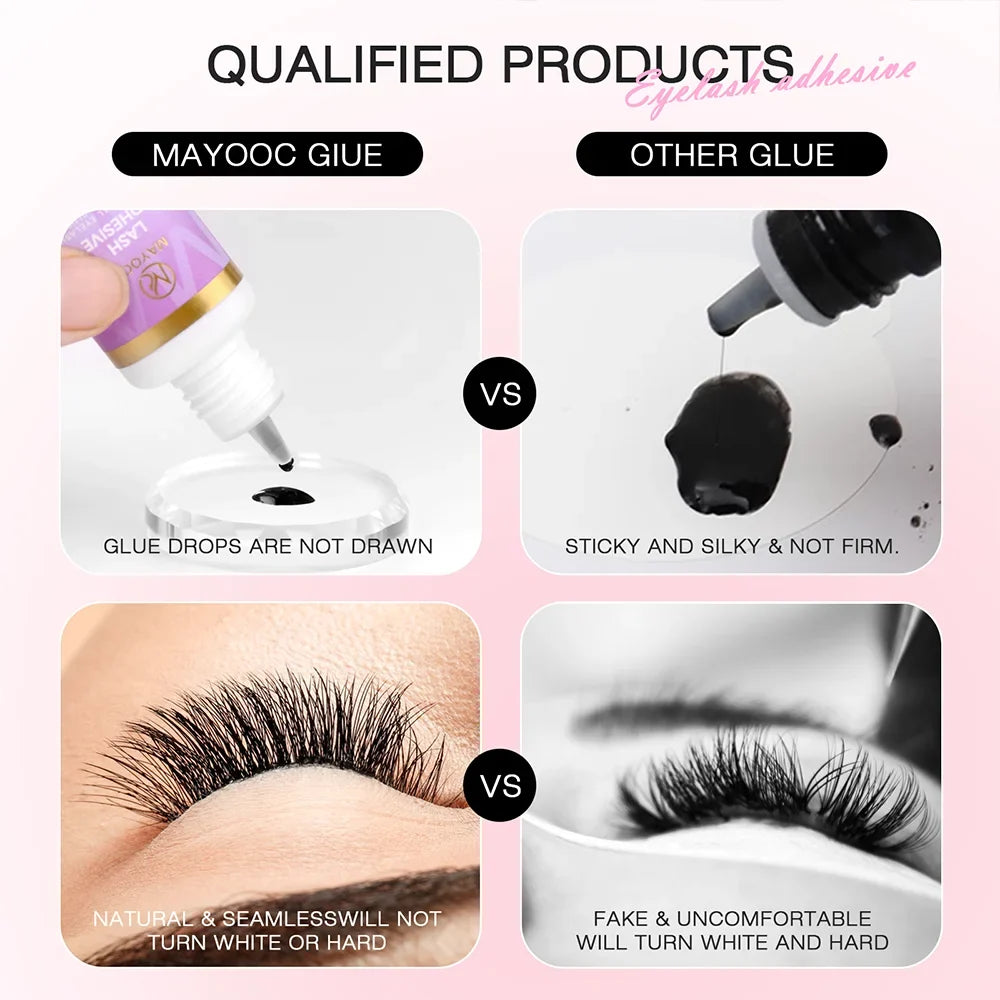 MAYOOC 0.3 Sec Eyelash Extension Glue Fast Dry Individual Lashes Glue Sensitive Eye Black Eyelash Glue Lash Free Custom Logo
