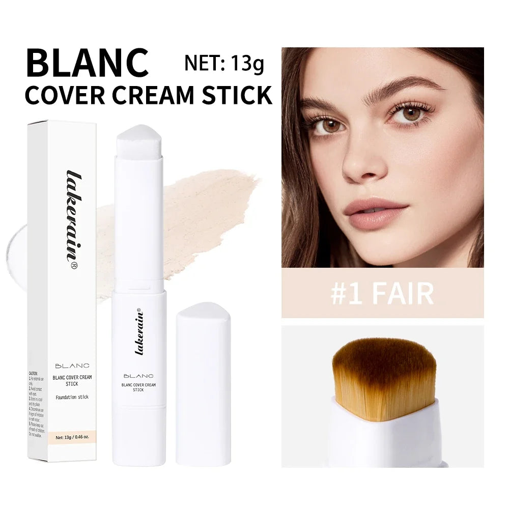 Color Changing Foundation Stick Korean Cover Cream Stick High Coverage Waterproof Dual-Ended with Brush  Base Makeup