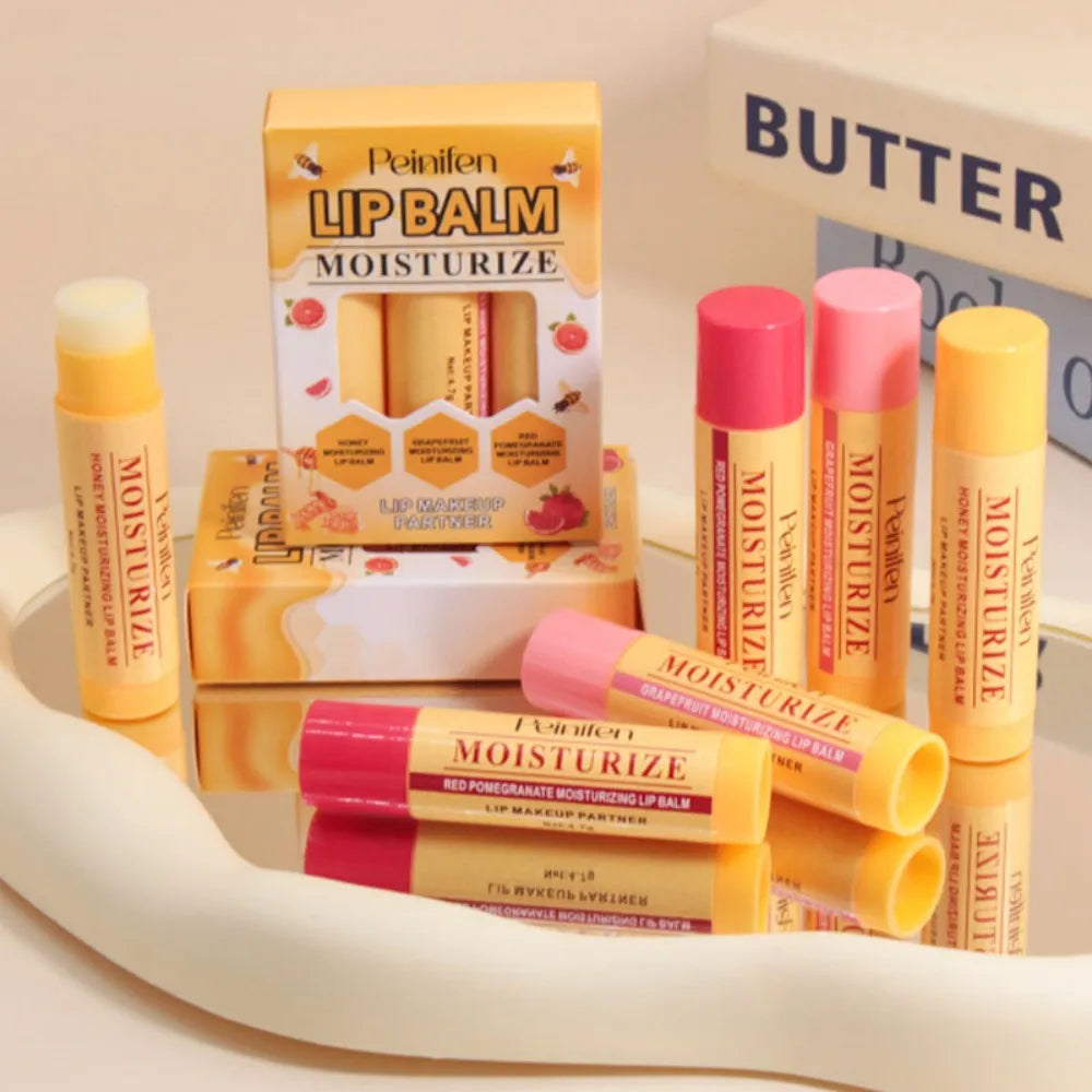 Multi Fruit Flavors Moisturizing Hydrating Base Lip Balm Set Makeup Lip Care Daily Care Balm Valentine's Day gift