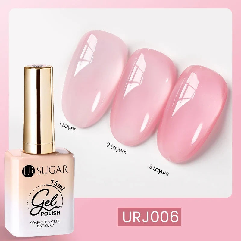 UR SUGAR 15ml Fiber Rubber Base Gel Upgrade Broken Nail Repaired Fiberglass Clear Quick Building UV Construction Gel Soak Off