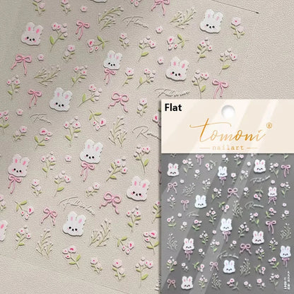 1pcs 5D Japanese Kawaii Bear Nail Art Stickers Brown Cartoon Animals Self-Adhesive Nail Decoration Decals DIY Slider Accessories