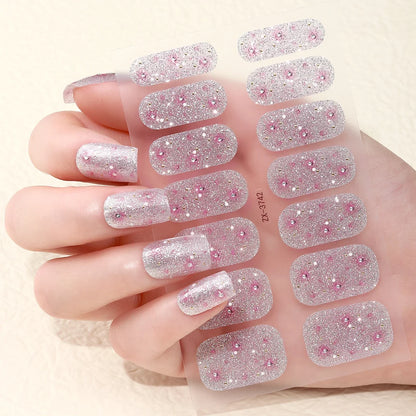 14Tips DIY Baking-Free Nail Stickers Spring Summer Flowers Self-Adhesive Nail Strips Full Cover Nail Decoration Decal