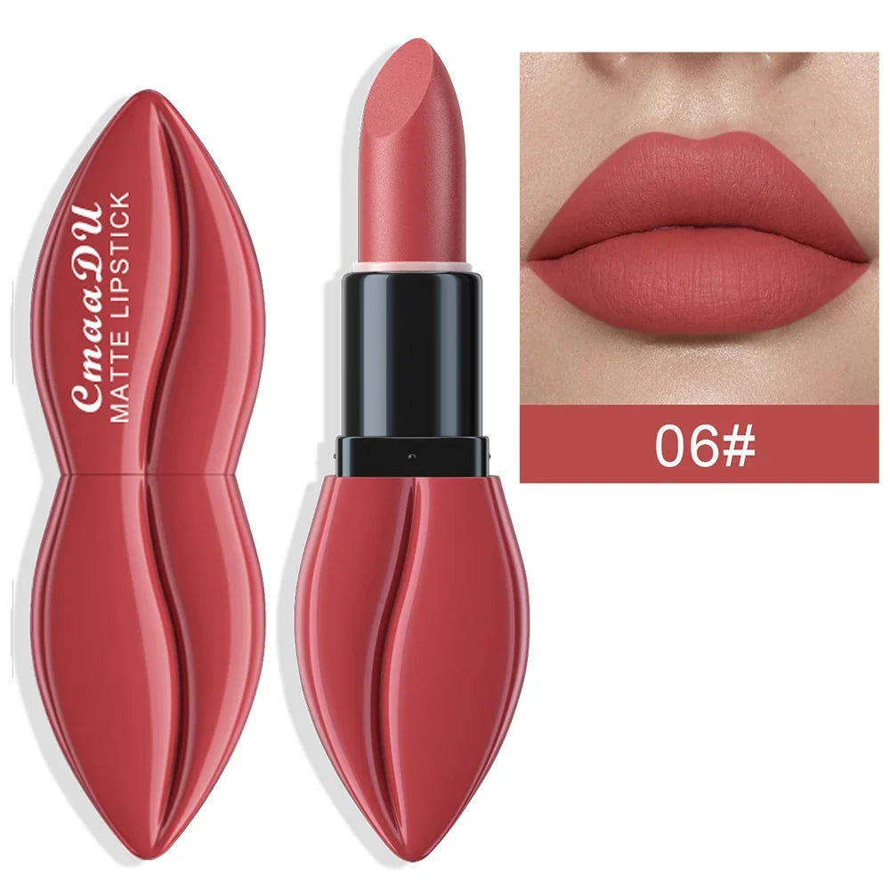 1pcs Matte Lip Gloss Lipstick, High Pigment Waterproof Velvet Long Lasting, Deep Red, Nude, Y2K Christmas Valentine's Day Gifts
