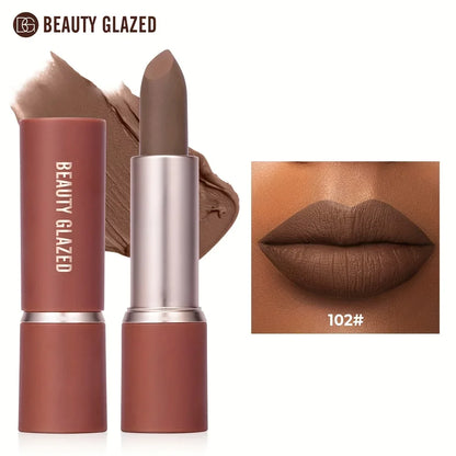 Barely Matte Cocoa Lipstick Creamy Texture Nourishing Care Long Lasting Waterproof  All Skin Types Brown Hue Matte Lipstick