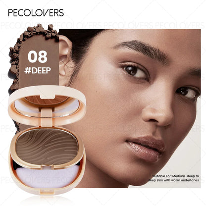Pressed Powder Foundation, Waterproof, Matte Finish, Full Coverage, Non-Sticky, for All Skin Types, Light to Medium Tone